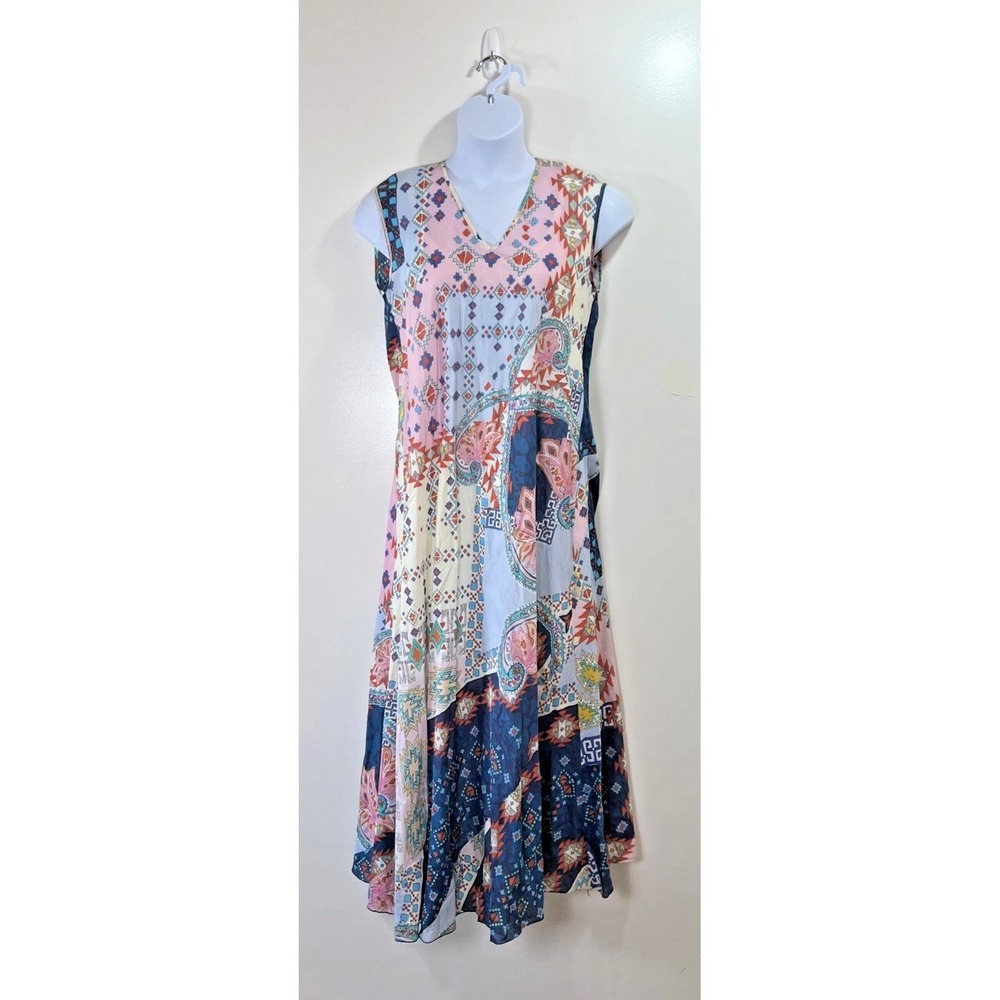 Johnny Was Women's Midi Dress Size M Multicolor California Boho Artsy Vacation